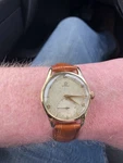Omega Manual Wind, Sub Sec, Cal 265 Ref 2508, 35MM, 18K Solid Gold, Serviced. Fixed Price $3050.00.