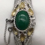 Vtg Jean Cardot Womens Watch 25MM Silver Green Stone Manual Wind 6.25". Fixed Price $85.49.