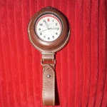 Swiss Army Brown Leather Pocket Watch White Dial Arabic Numerals. Fixed Price $35.00.