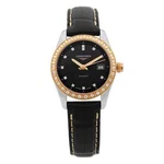 Longines Conquest Classic 18K Gold Steel Black Dial Ladies Watch L2.285.5.57.3. Fixed Price $2750.00.