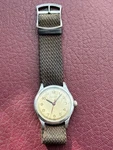 Enicar Sport Wound Wristwatch Vintage Silver Case Beige Dial Red Hands. Fixed Price $504.37.