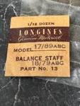 Vintage Longines Watch 17/89ABC 18/79ABC Balance Staff Original Swiss Part. Fixed Price $14.99.