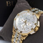 Bulova Octava Crystal 98C126 Two Tone Silver & Gold Men's Quartz Watch 41.5 Mm. Fixed Price $180.70.