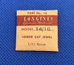 Longines 14.16 Part #330 Lower Bal Cap Jewel. Opened. Nos. 77-01. Fixed Price $19.96.