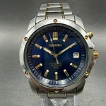 Seiko Perpetual Calendar Watch Men 39MM Blue Dial Two Tone Date 6A32-00B0 Newbat. Fixed Price $119.99.