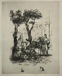 Etching Drypoint Auguste Brouet C.1920S Market Scene French Social Realist. Fixed Price $175.00.