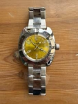 Vostok Amphibia Automatic Men Divers Watch, Yellow Dial, Cal. 2416B. Fixed Price $201.84.