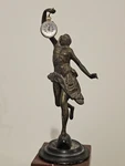 Antique Art Nouveau Figural Clock W/ Swiss Pocket Watch, C. 1895 1910, 15.5. Fixed Price $295.00.