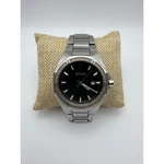Bulova Stainless Steel Mens Watch Black Dial Date Window Crystal Bezel. Fixed Price $125.00.