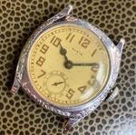 1933 Elgin Grade: 485 4/0S 7J Fancy Engraved Case Wristwatch For Parts Repair. Fixed Price $89.00.