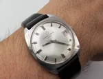Vintage Eterna-matic 1000 Ref. 110T Silver Date Dial Automatic Cal 1489K 33 Mm. Fixed Price $420.00.