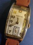 Mens 1940S Hamilton Curvex Mechanical 14K Gold Filled Art Deco Wristwatch. Fixed Price $749.00.