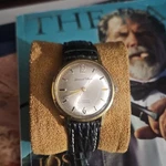 Germinal Voltaire 17J Automatic Dress Watch Silver Dial Gold Case Black Leather. Fixed Price $169.00.