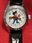 Vtg Disney Mickey Mouse Women Watch Remex Manual Wind Black Leather Band Read. Fixed Price $44.95.
