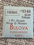 Bulova #63-64 Pair Of Watch Hands Nos Various Calibers Factory Sealed. Fixed Price $18.95.