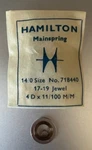 Hamilton Mainspring; 14/0 Size; Part #718440; Grades 980,A,B, 982,M; Steel; Nos. Fixed Price $25.00.