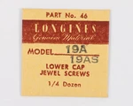 Longines Genuine Material Lower Cap Jewel Screws Part #46 For CAL.19A/19AS. Fixed Price $29.95.