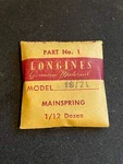 Longines Factory Mainspring For Caliber 19/71 - Steel. Fixed Price $12.00.