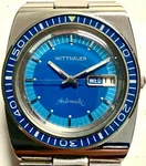 Vintage 1970'S Wittnauer 17J Automatic Divers Watch Bright Blue Colors Clean!. Fixed Price $589.95.