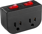 Dual On/off Switch Grounded Outlet 2-PORT Plug Adapter 15A 1875W Etl Black 1PK. Fixed Price $9.59.