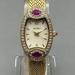 Elgin Womens Watch 18MM Gold Mop Dial Ruby Gem Rhinestones New Battery 7. Fixed Price $269.99.