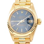 Lady Rolex Solid 18K Yellow Gold Datejust President Watch Blue Dial 6917. Fixed Price $10699.98.
