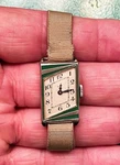 1920'S Ladies Art Deco Green Enamel Parisienne Elgin Watch Ribbon Band Run. Fixed Price $399.00.
