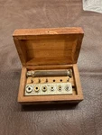 Antique Watchmaker's Pocket Mainspring Winder Set Brass Barrels Wood Box. Fixed Price $82.50.