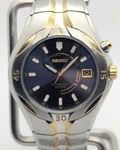 Seiko Kinetic 100M Blue Sunburst Two-tone 5M62 New Capacitor & Crystal. Fixed Price $169.99.
