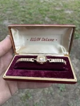 Vintage Elgin Deluxe 17 Jewel 10KT Gold Filled Women Watch With Box For Parts. Fixed Price $24.99.