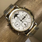 Vintage Seiko Chronograph Watch Mens 36MM White Dial Moonphase Gold 7T36-6A29. Fixed Price $149.99.