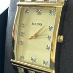 Bulova Men's Gold-tone Diamond Stainless Steel Watch 97F52. Fixed Price $314.91.