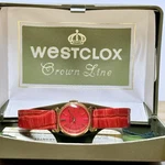 Westclox New Old Stock 17 Jewel Mechanical Movement Womens Watch Ruby Red Dial. Fixed Price $129.50.