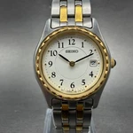Seiko Watch Women 25MM White Dial Two Tone Date V789-0340 Round New Battery. Fixed Price $39.99.