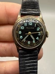 Vtg 1940S Bulova 10BA Black Dial Luminous Military Style Watch Sterling Case Run. Fixed Price $450.00.