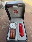 The Genuine Swiss Army Knife Wenger Military Watch + Pocket - New. Fixed Price $87.50.