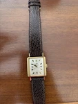 Jules Jorgensen Swiss Made Gold Rectangular Men's Watch Brown Leather. Fixed Price $150.00.
