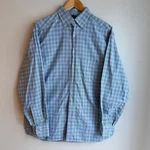 Hamilton Light & Med Blue Plaid Cotton Custom Made Shirt 17 1/4 X 33 1/2. Fixed Price $25.00.