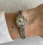 Elegant Vintage 1950S Swiss Ladies Manual Wind Marcasite Cocktail Wristwatch. Fixed Price $235.26.