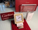 *** Cartier "cream Deco Square" Quartz Alarm Clock Pouch / Booklet. Fixed Price $1163.00.