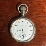 Elgin 15 Jewel Mechanical Pocket Watch Open Face White Dial Arabic Seconds Hand. Fixed Price $100.00.