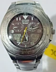 C651-Q02613 Citizen Eco-drive Skyhawk Silver Tone Men's Watch JC-52. Fixed Price $205.00.